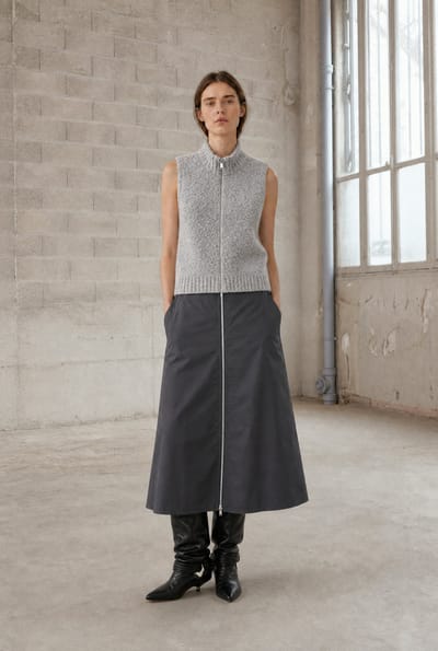 Bardolino taffeta zipper skirt | Grigio - Grigio / S