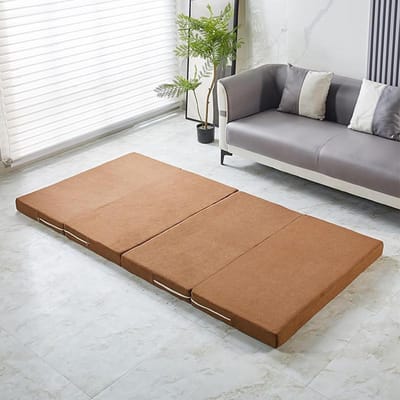 Vouwmatras Tweepersoons - Logeerbed Vloer - Kamperen Reizen - Wasbare Hoes - 200 x 80 cm - Grijs