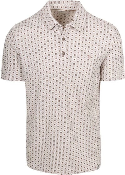 Polo Shirt Korte Mouw R2 Amsterdam Polo Print Beige