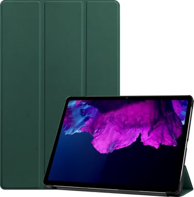 Hoesje - Geschikt voor Lenovo Tab P11 - Dun & Stevig - Hardcover Book Case - Trifold Bookcase Hoes - Hard Cover - Tablethoes - Donkergroen