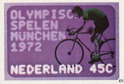 Briefkaart met afbeelding Olympische spelen München 1972 : Wielrenner postzegel
