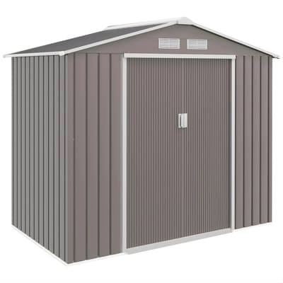 Stalen Tuinberging met Vloerframe – Gereedschapsschuur / Tool Shed voor Tuinopslag – Weerbestendige Outdoor Schuur – Grijs