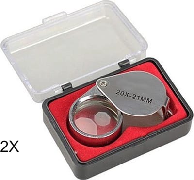 Scoby - 2 x Juweliersloep - Diamantloep - Triplet - Jewelers Loupe - Zakformaat - 20x 21 MM - Zilver - 2 Stuks