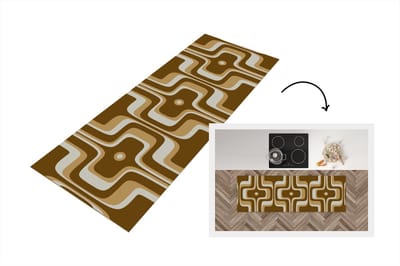 Keukenloper 150x50 cm - Keukenmat vinyl Retro - Design - Bruin - Keukenmatten loper - Keuken vloerkleed tapijt