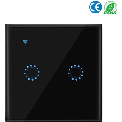 Draadloze schakelaars WiFi-lichtschakelaar Smart Wall Compatibel met Alexa Echo Google Home Assistant 2 Gang