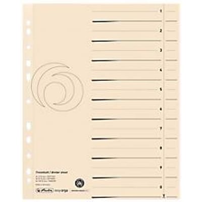 herlitz® scheidingsbladen, A4, gerecycleerd karton, Europerforatie, Indexbedrukking, chamoisgeel, 10 stuks