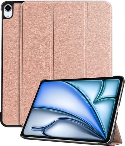 Hoesje - Geschikt voor Apple iPad Air (2024/2025/2026) - 11 inch - Dun & Stevig - Hardcover Book Case - Trifold Bookcase Hoes - Hard Cover - Tablethoes - Rosé goud
