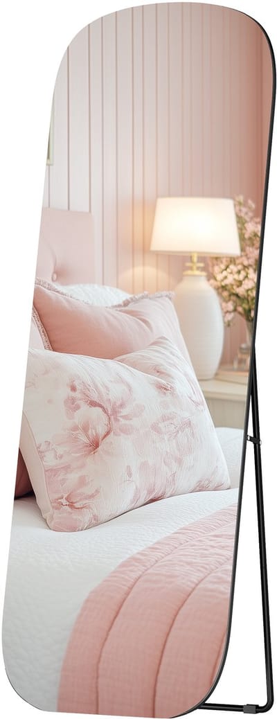 SONGMICS - Spiegel - Spiegel staand - Aluminium Frame - Met Afgeronde Hoeken