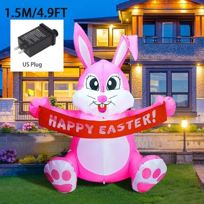 Rode Bunny Opblaasbare Versiering Paas Opblaasbare Decoraties LED Verlichting Tuindecoraties Binnen Buiten Tuindecoraties