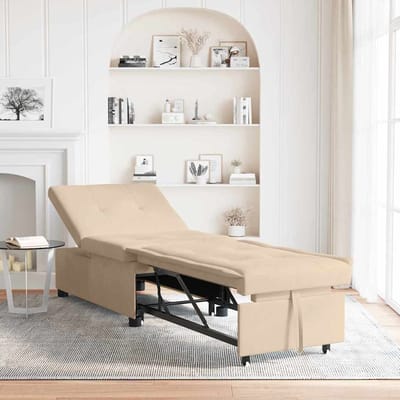 vidaXL - Uittrekbare - Slaapbank - Crème - 194 - x - 67 - x - 82 - cm - Microvezel