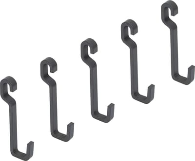 Emuca Set met 5 haken voor de keuken, staal, antracietgrijs
