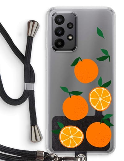 Case Company® - Hoesje met koord geschikt voor Samsung Galaxy A23 hoesje met Koord - Will you be my clementine - Telefoonhoesje met Zwart Koord - Bescherming aan alle Kanten en Over de Schermrand