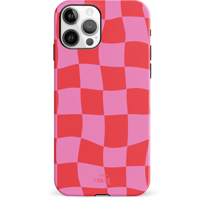 xoxo Wildhearts Drunk In Love - Double Layer - Hoesje geschikt voor iPhone 11 Pro hoesje - Blokjes print roze - Shockproof case - Beschermhoesje geschikt voor iPhone 11 Pro case - Roze