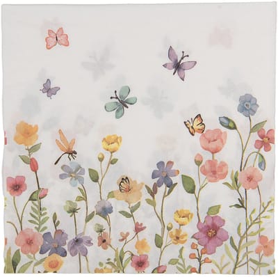 Clayre & Eef Servetten Papier Set van 20 33x33 cm Wit Papier