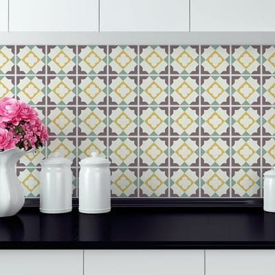 Zelfklevende tegelmuurstickers voor keuken en badkamer - 30 tegelstickers, Azulejos Eudoccia - 30 stickers, 15x15cm