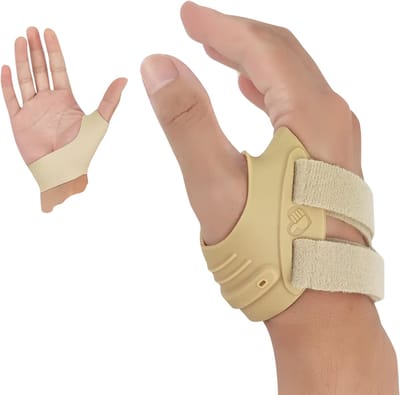 Duimbrace / Duimspalk – Orthese voor Gewrichtsondersteuning, Artrose Pijnverlichting, Tendinitis, Revalidatie, Lichtgewicht en Ademend - Unisex - Beige -Rechets - Maat S