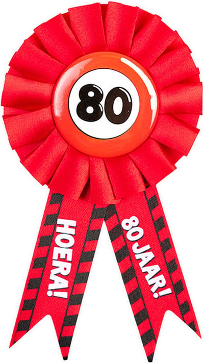 Paperdream 80 jaar rozet - leeftijd badge - 80e verjaardag - rood - feestartikelen