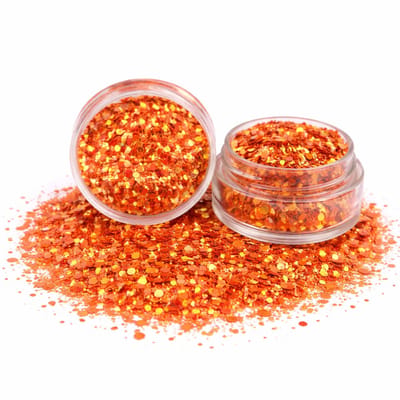 GlittersXL® Chunky Glitters (Oranje) voor Lichaam en Gezicht - Biologisch Afbreekbaar Festival Glitters - Face & Body Jewels Make-up - Glittergel Tattoo - Carnaval Feest Dames Vrouwen