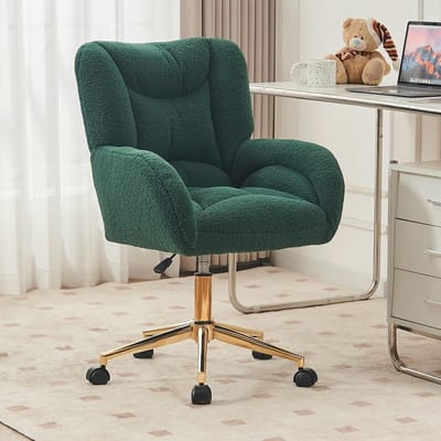Draaibare Bureaustoel - Fluwelen Kapstoel - Comfortabel Zitten - In Hoogte Verstelbaar - 64x62x97cm - Groen