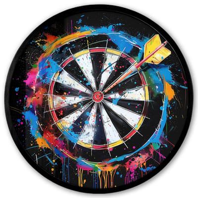 Poster in lijst Rond - Fotolijst 40x40 cm - Posters - Graffiti - Sport - Darten - Dartbord - Ronde posterlijst zwart - Decoratie - Wanddecoratie woonkamer - Muurdecoratie slaapkamer