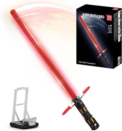 Crossguard Lightsaber Bouwset met Stand en Oplaadbare LED, Geschikt voor Volwassenen en Kinderen, 1168 Stukken voor Rollenspel en Cadeaus