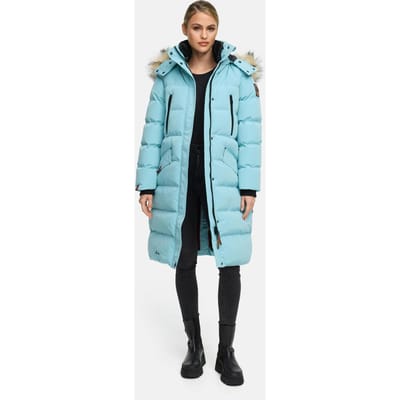 Marikoo dames winterjas – Schneesternchen, lang met capuchon & imitatiebontkraag