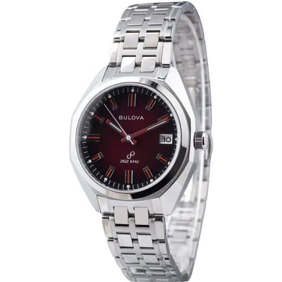 Bulova Classic Precisionist Jet Star Roestvrij Staal Rode Wijzerplaat Quartz 96B401 Herenhorloge rood
