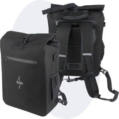 Voltano Luxe E-bike Fietstas / Rugtas - Zwart - 28L - 100% Waterdicht - Met Schouderband - Met Groot Laptop Vak