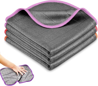 KZQ 3 Stuks Verdikte Magische Glasreiniger Doek 400 GSM, Pluis-en Streepvrij Carbon Microvezel Poetsdoek voor Ramen Spiegels Autovoorruit Badkamer Keuken en Servies, 30x30cm