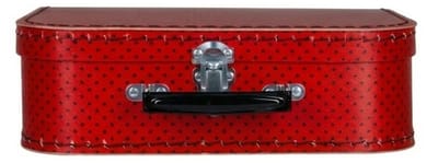 Kinderkoffer polkadot - rood / zwart - 35 cm - karton - logeerkoffer / opbergkoffer - kraamcadeau