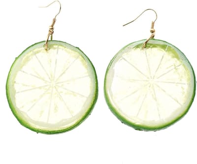 Fako Bijoux® - Oorbellen - Plastic Fruit - Limoen Schijfje