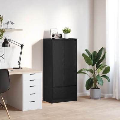 vidaXL - Kast - met - lade - 55,5x34x119,5 - cm - spaanplaat - zwart - eikenkleurig
