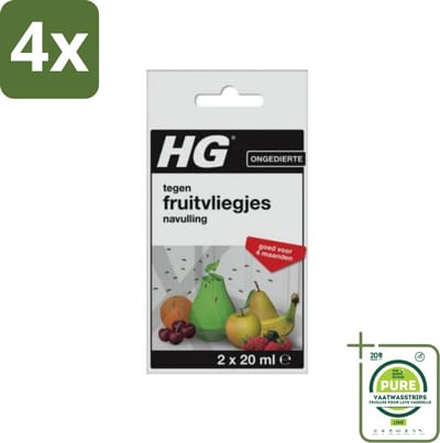 HG X - Fruitvliegjesval Navulling - Goed Voor 4 Maanden - 2 Vallen - Voordeelverpakking - 4 stuks - Fruitvliegjesval - Fruitvliegjes