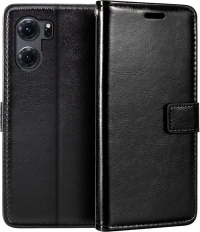 LuxeBass Hoesje geschikt voor Oppo A77 - Boekhoesje - Telefoonhoes - GSM hoes - Zwart gsm hoesje - telefoonhoes - telefoonhoesjes