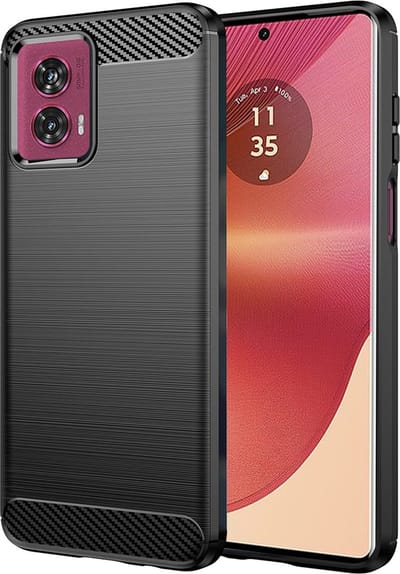 Hoesje geschikt voor Motorola Edge 50 Fusion - Techsuit Carbon Silicone Back Cover - Zwart