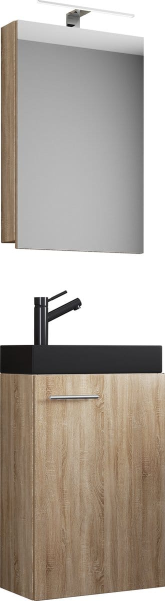 3-delige badkamermeubelset gastentoilet gastentoilet wastafel klein smal Slito SC-BL