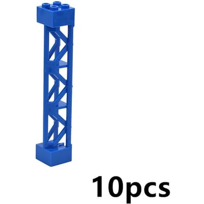 Compatibel 95347 Pilaren Bakstenen Rooster Toren 2X2X10 Basisplaat Ondersteuning Brug Balk Beugel Bouwsteen Deel Kolom Speelgoed blue