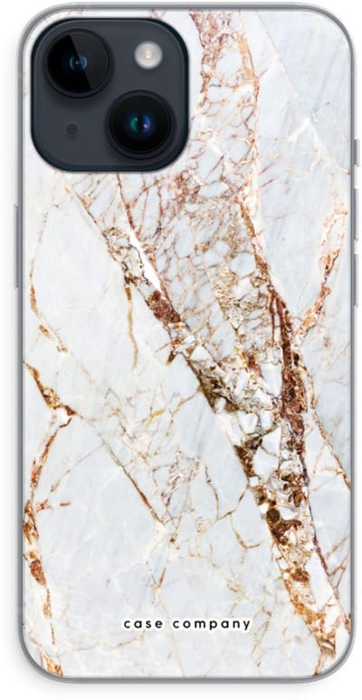 Case Company® - Hoesje geschikt voor iPhone 14 hoesje - Goud marmer - Soft Cover Telefoonhoesje - Bescherming aan alle Kanten en Schermrand