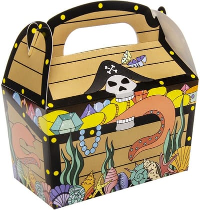 Duckiez Traktatiedoosjes piraten schatkist - 12x st - 12 cm - karton - traktaties - cadeaudoosjes - uitdelen