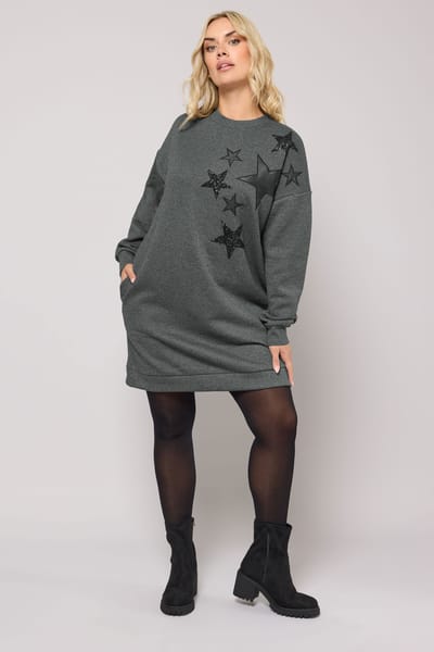 Yours Grey Star Sweatshirtjurk Size 48