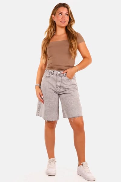 Getdrezzed Top - Maat: L - T-shirt vierkante hals travel camel