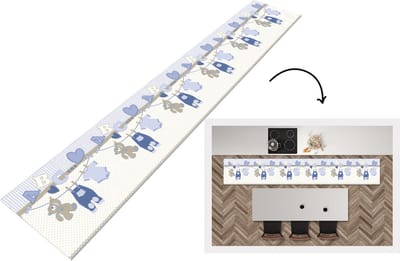 Keukenloper - Loper keuken - Baby kleren - Waslijn - Teddybeer - Patroon - 300x50 cm - Keukenloper vinyl