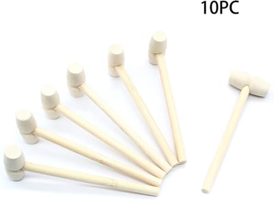 10-Stuks Minihamer - Houten hamer - Kinderspeelgoed - Ovale hamer - Tikgereedschap - Speelgoedhamer van natuurlijk hout - Hamer voor zeevruchten en schelpdieren - Hamer voor het maken van desserts - Geschikt het vermalen van chocolade - Houtkleur