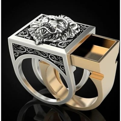 Mode Punk Dominante Leeuwenkop Heren Ring Creatieve Opslag Vinger Link Dag Vriendschap Sieraden 10 gray