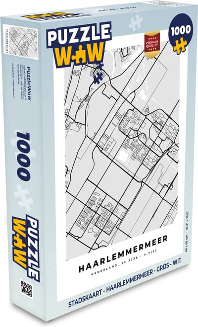 Puzzel Stadskaart - Haarlemmermeer - Grijs - Wit - Legpuzzel - Puzzel 1000 stukjes volwassenen - Plattegrond