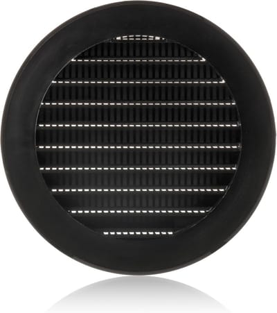 Kunststof Ventilatierooster 100mm met Insectengaas - Zwart