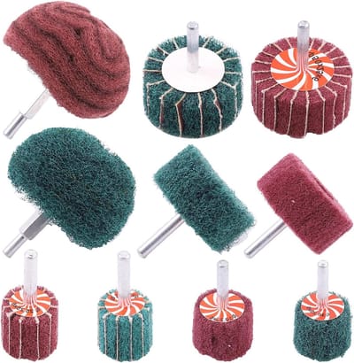 Schuurschijven Set - Polijstwielen Buffing - Oppervlak Reinigen - Warmteafvoer Structuur - 10 Stuks - Rood Groen