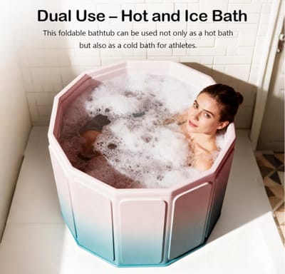 badkuip, 80 x 70 cm (b x h), mobiele badkuip voor warme en koude baden, voor kleine badkamers, douche spa en wellness buitenshuis, ijsbad voor volwassenen