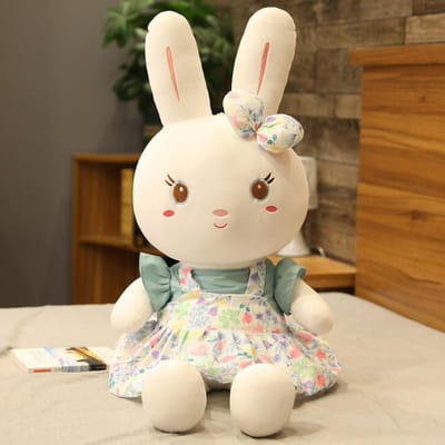 Adorable poupée lapin en peluche à motif floral, jouet pour fille endormie et tenant un chiffon, grande taille, super douce 80cm