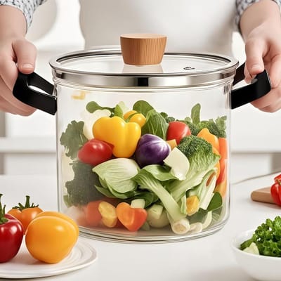 Hittebestendige soeppotten - Glazen kookpot - Gezond koken - Transparant ontwerp - 2.5 Liter - Helder